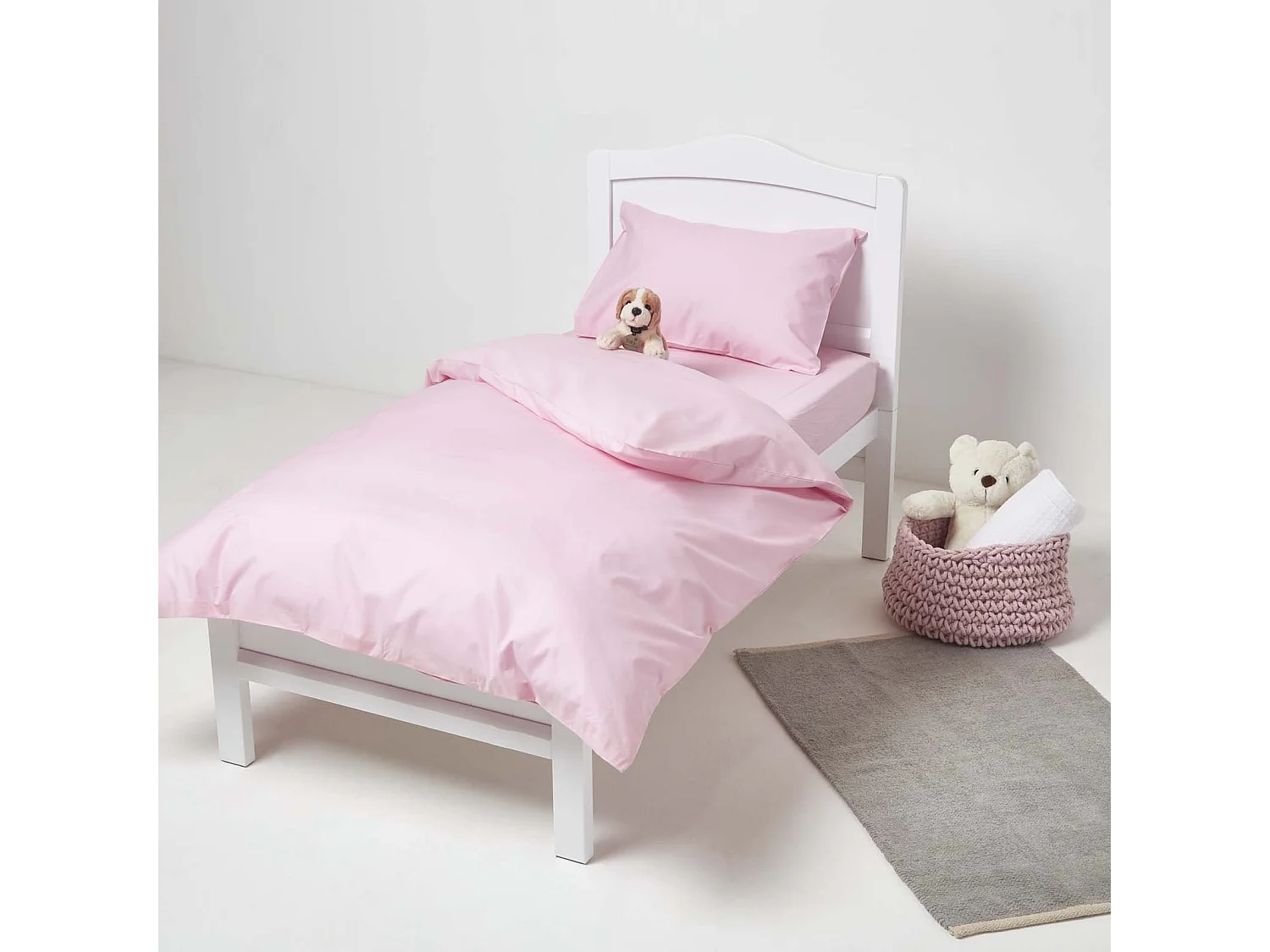 Homescapes Pink Cotton Fitted Cot Sheets 200 Thread Count, 2 Pack