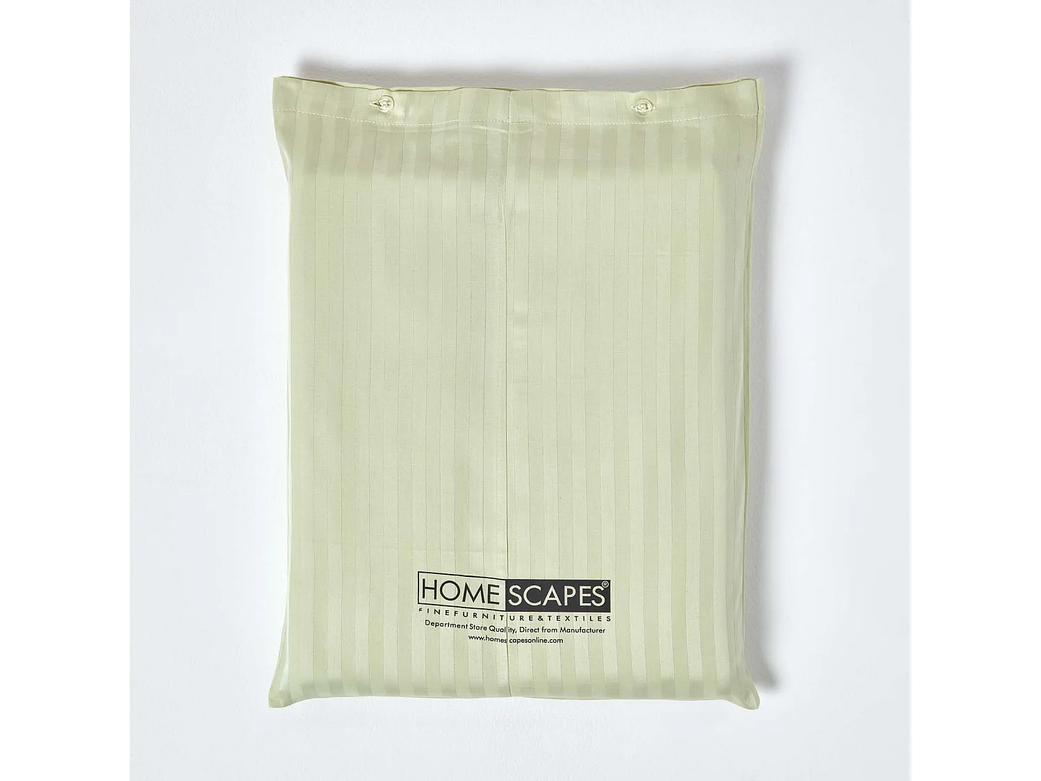 Drap-housse rayé 150 x 200 cm 100 % coton égyptien 330 fils coloris vert sauge  - HOMESCAPES