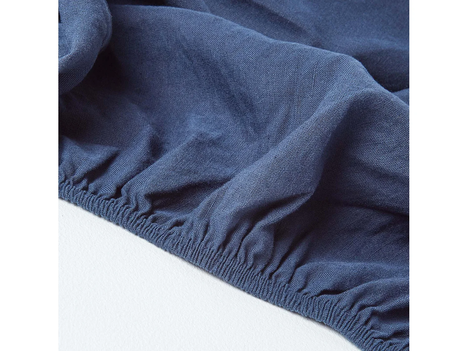 Drap-housse grand bonnet en lin lavé Bleu marine – 140 x 190 cm - HOMESCAPES
