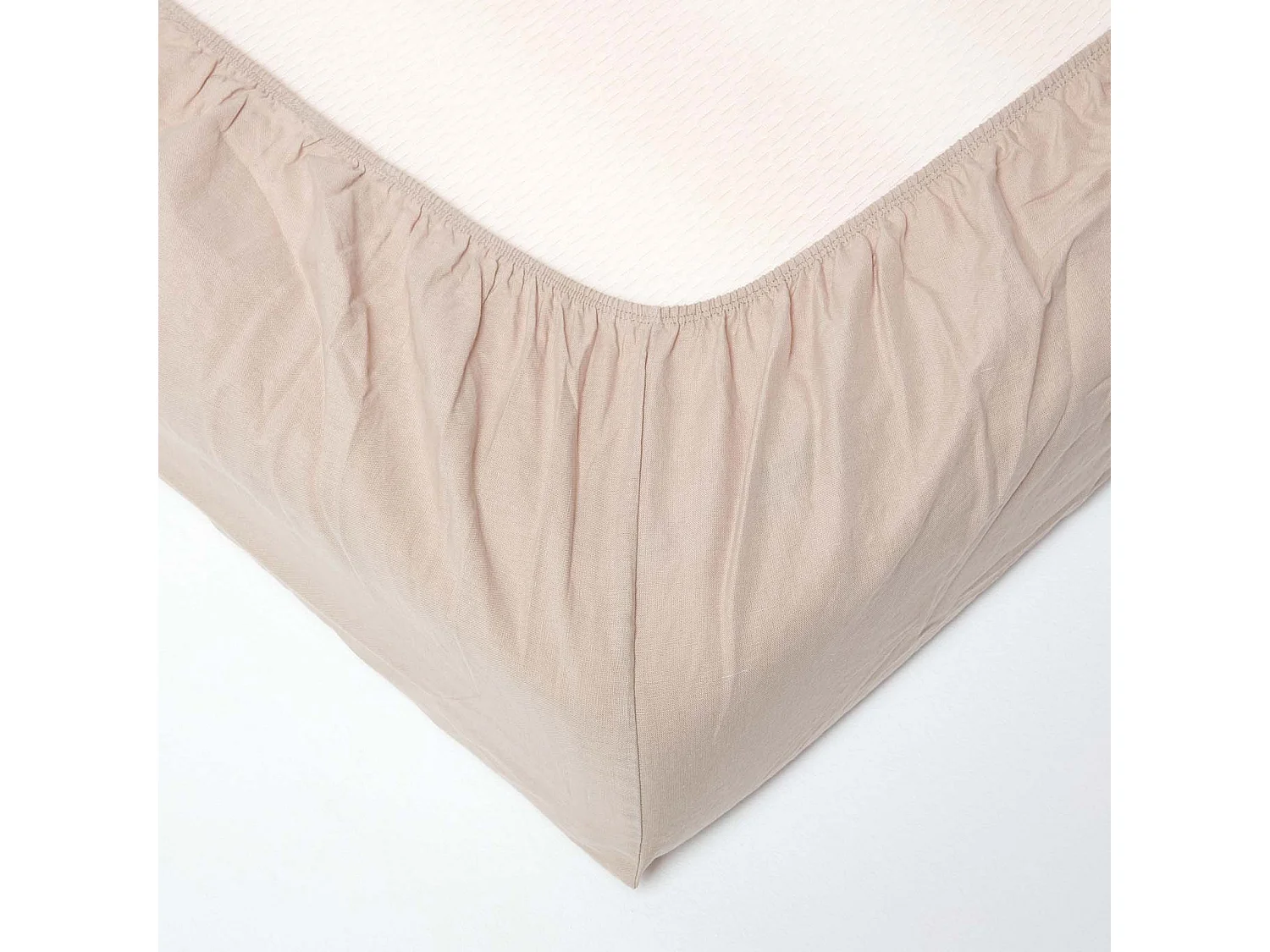 Drap-housse grand bonnet en lin lavé Beige – 140 x 190 cm - HOMESCAPES