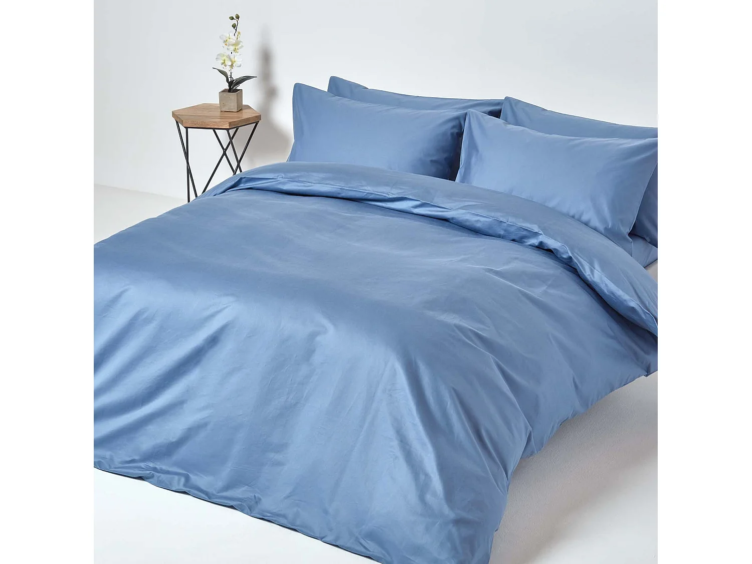 Homescapes Air Force Blue Egptian Cotton Fitted Sheet 1000 Thread Count, Single