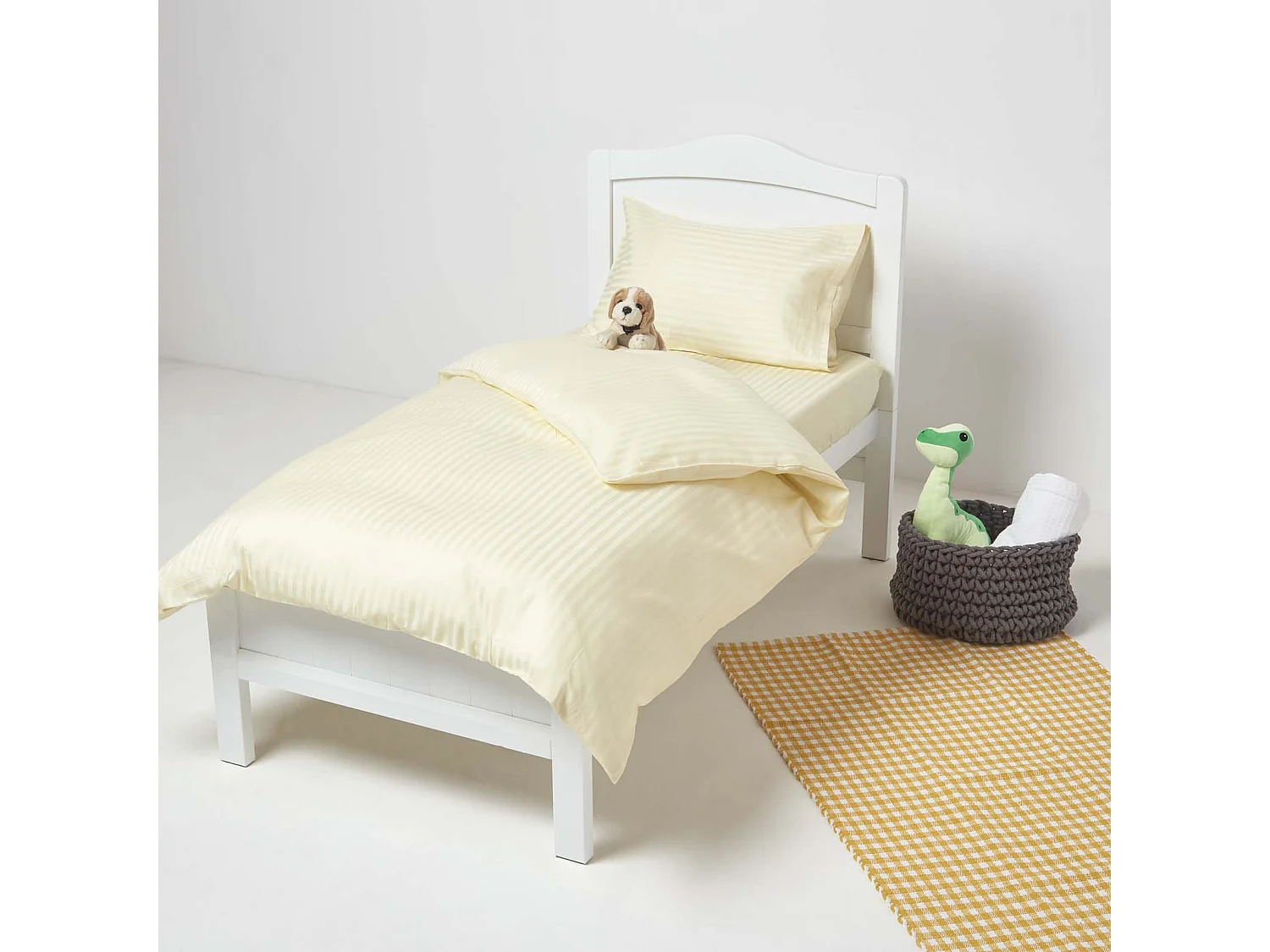 Lot de 2 Draps housse lit bébé en coton égyptien 330 fils Jaune pastel, 70 x 140 cm - HOMESCAPES