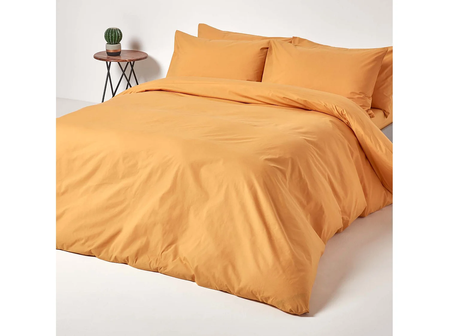 Drap-housse uni Jaune Moutarde 100 % coton égyptien 200 fils Matelas épais 150 x 200 cm - HOMESCAPES
