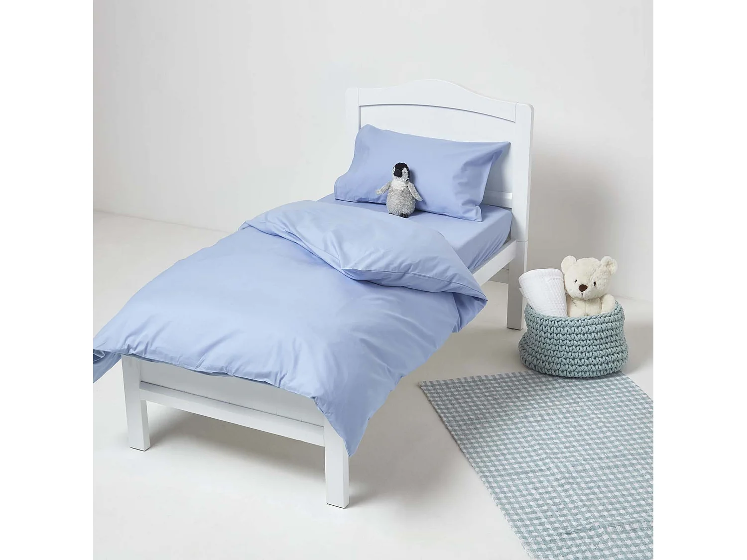 Homescapes Blue Cotton Cot Bed Fitted Sheets 200 Thread Count, 2 Pack