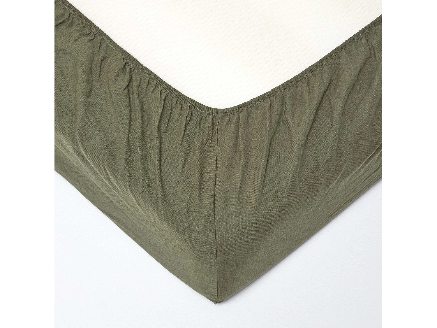 Drap-housse grand bonnet en lin lavé Vert – 150 x 200 cm - HOMESCAPES
