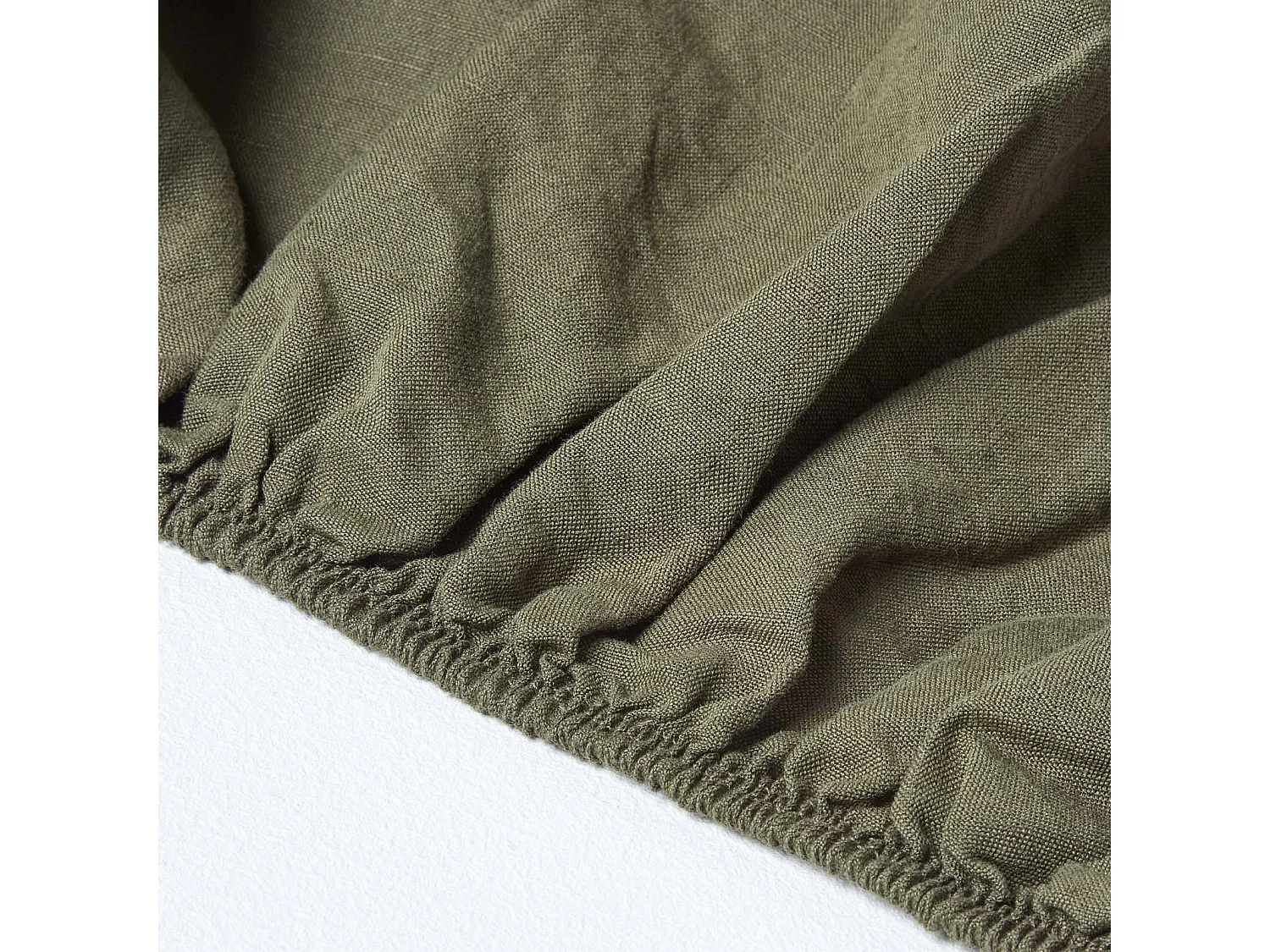 Drap-housse grand bonnet en lin lavé Vert – 150 x 200 cm - HOMESCAPES