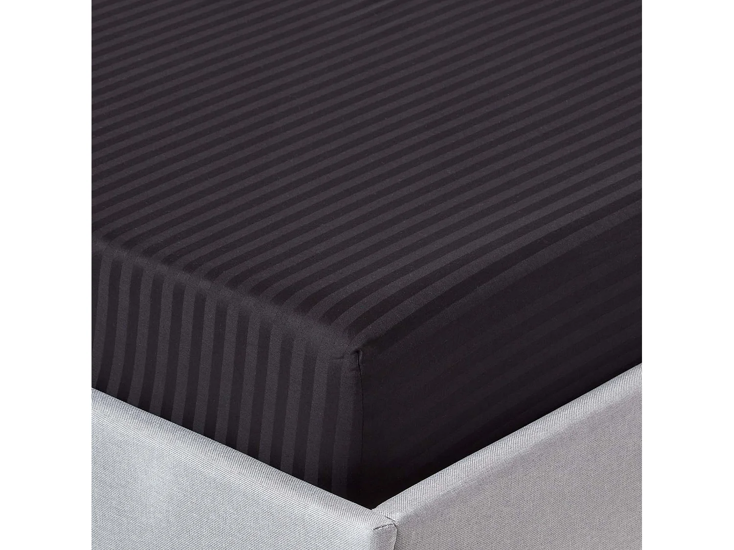 Homescapes Black Egyptian Cotton Satin Stripe Fitted Sheet 330 TC, Double