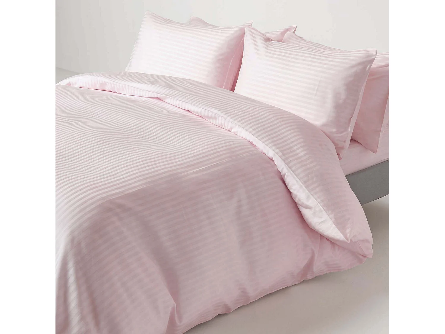Drap-housse rayé 180 x 200 cm 100 % coton égyptien 330 fils coloris violet - HOMESCAPES