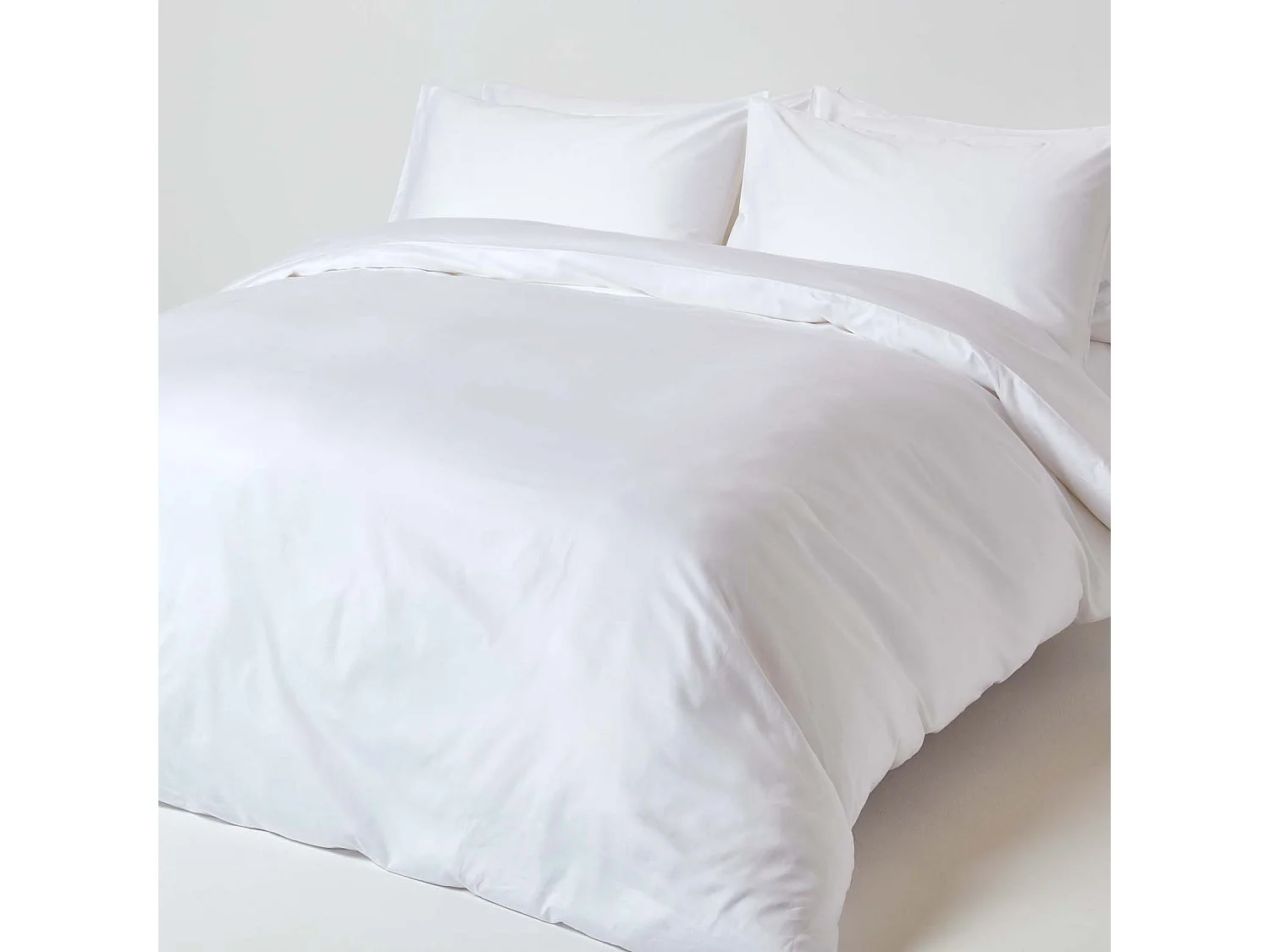 Drap-housse uni 180 x 200 cm 100 % coton égyptien biologique 400 fils blanc  - HOMESCAPES