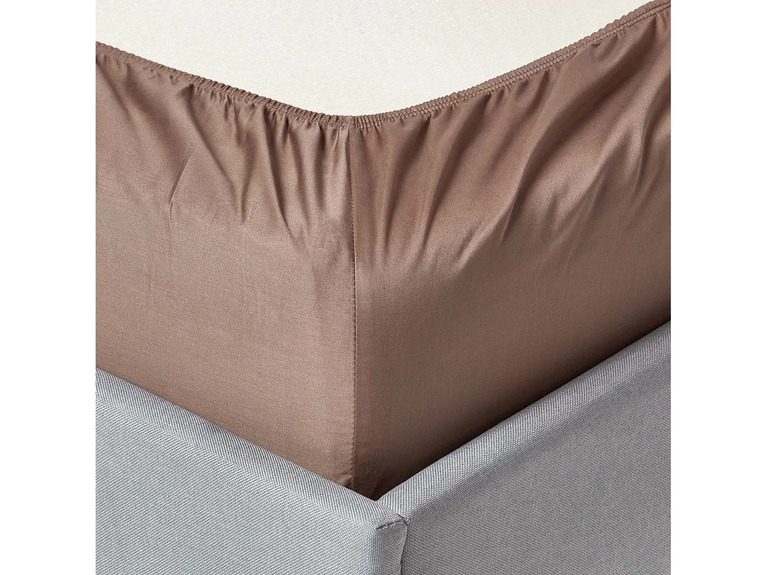 Drap-housse matelas épais 90 x 190 cm coton égyptien bio 400 fils marron - HOMESCAPES