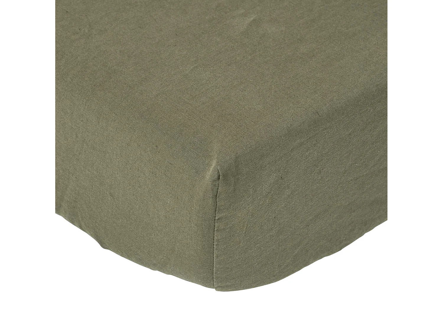 Homescapes Khaki Green Linen Deep Fitted Sheet, Single