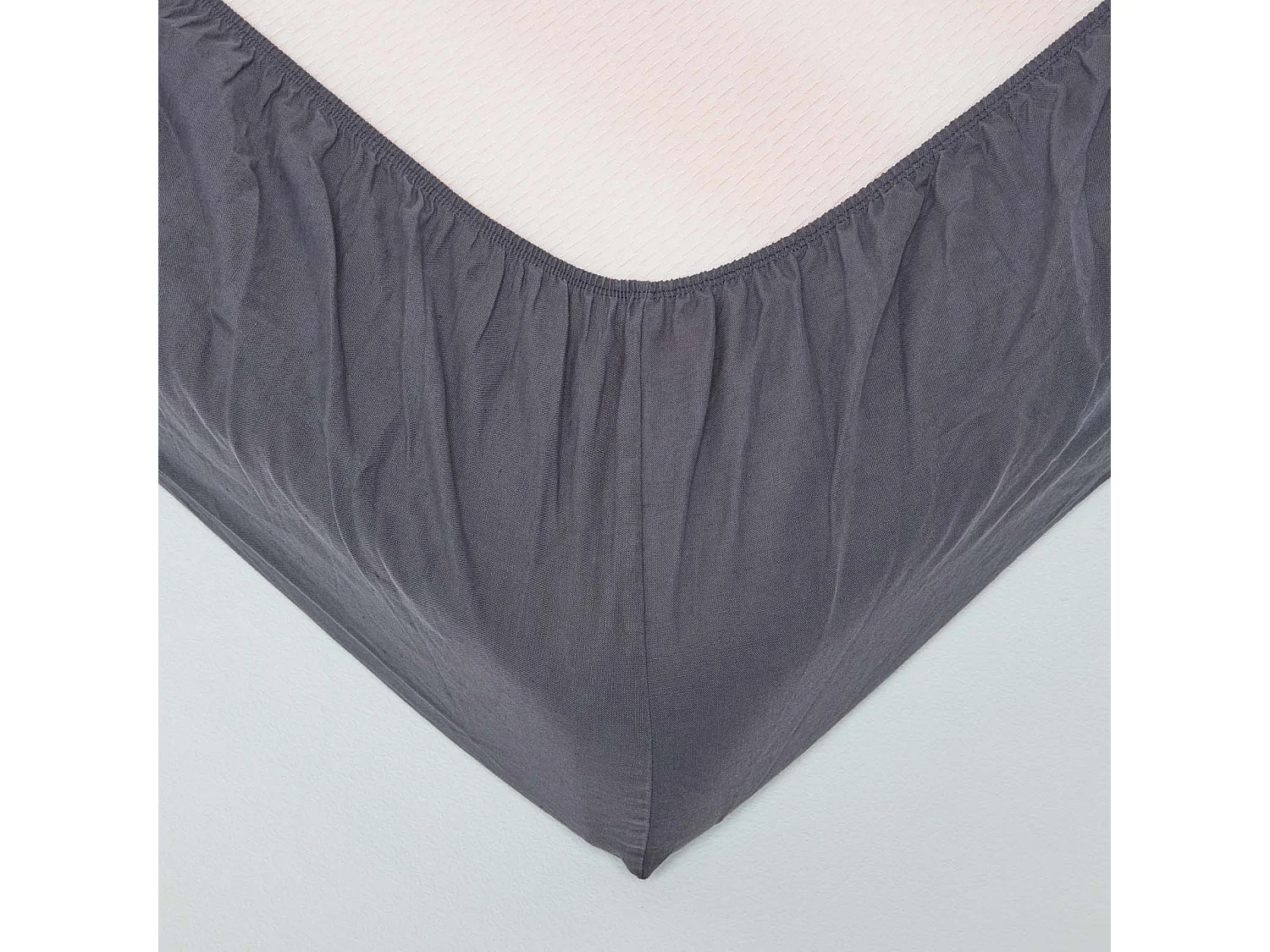 Drap-housse grand bonnet en lin lavé Gris – 150 x 200 cm - HOMESCAPES
