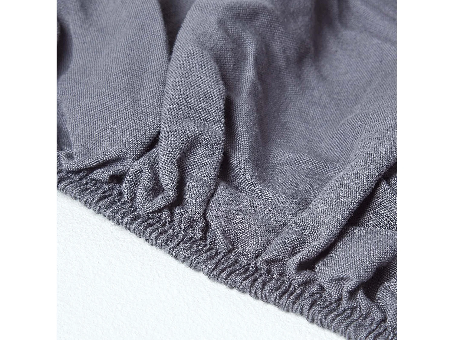 Drap-housse grand bonnet en lin lavé Gris – 150 x 200 cm - HOMESCAPES