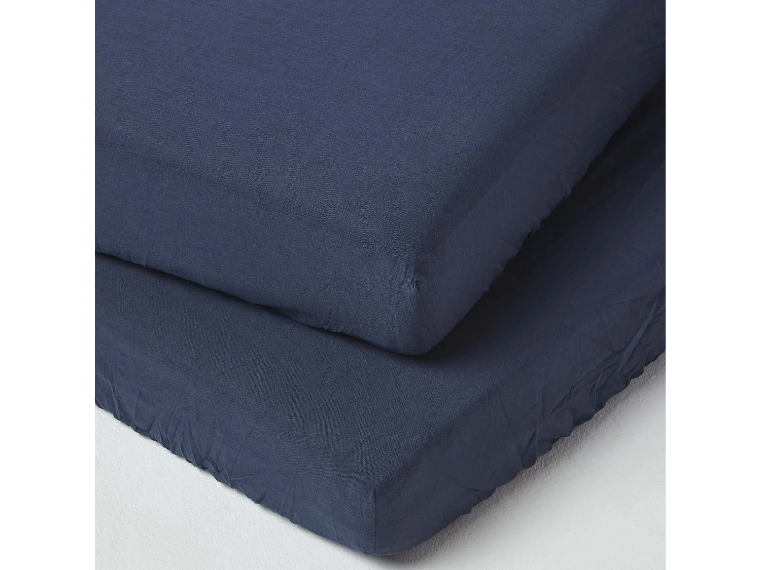Homescapes Navy Linen Fitted Cot Sheet 60 x 120 cm, Pack of 2