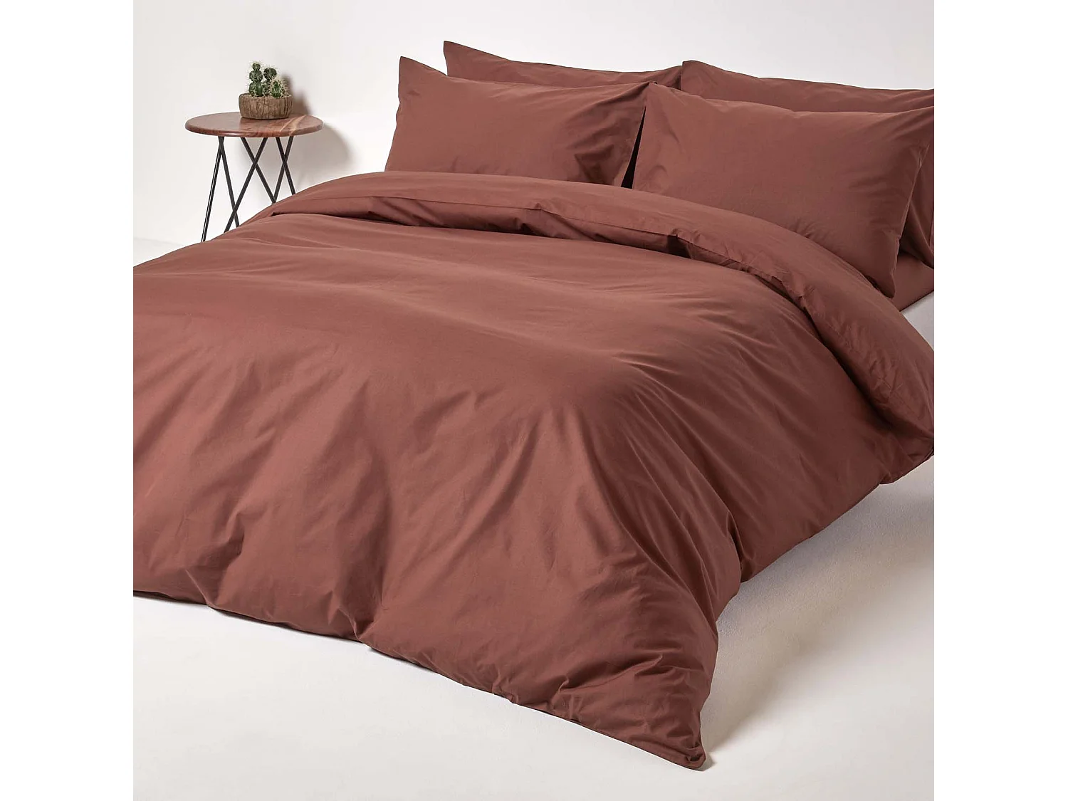 Drap-housse uni 150 x 200 cm 100 % coton égyptien 200 fils coloris chocolat - HOMESCAPES