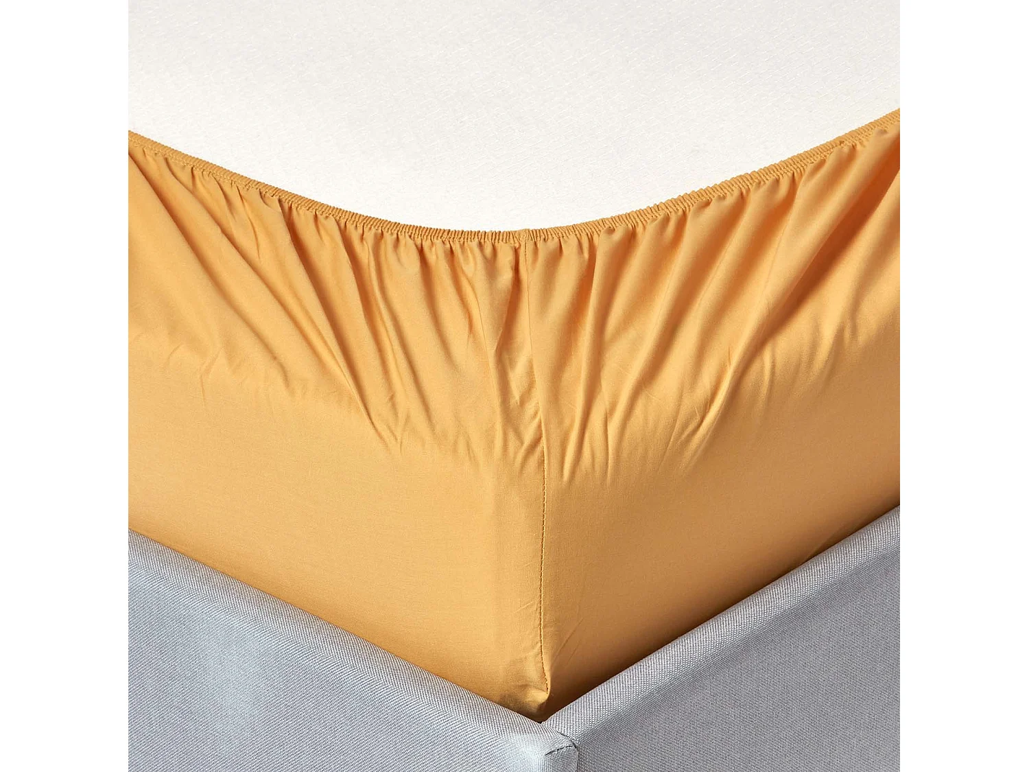 Drap-housse Jaune Moutarde 100% coton Égyptien 200 fils 150 x 200 cm  - HOMESCAPES