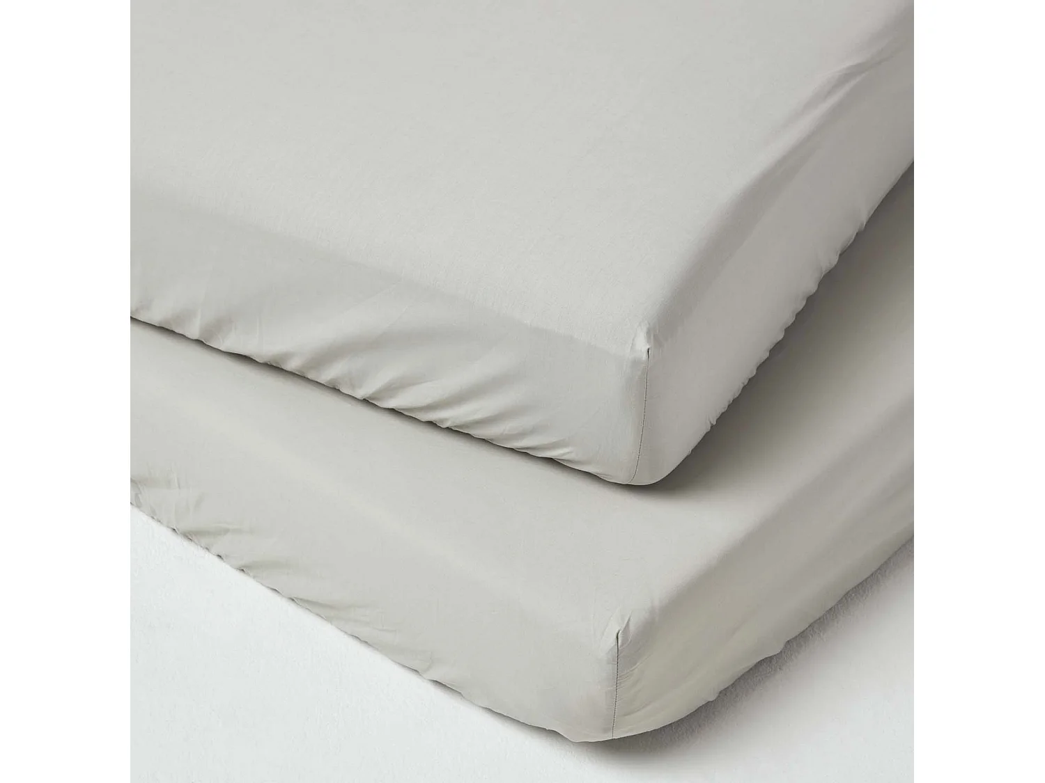 Homescapes Grey Cotton Cot Bed Fitted Sheets 200 Thread Count, 2 Pack