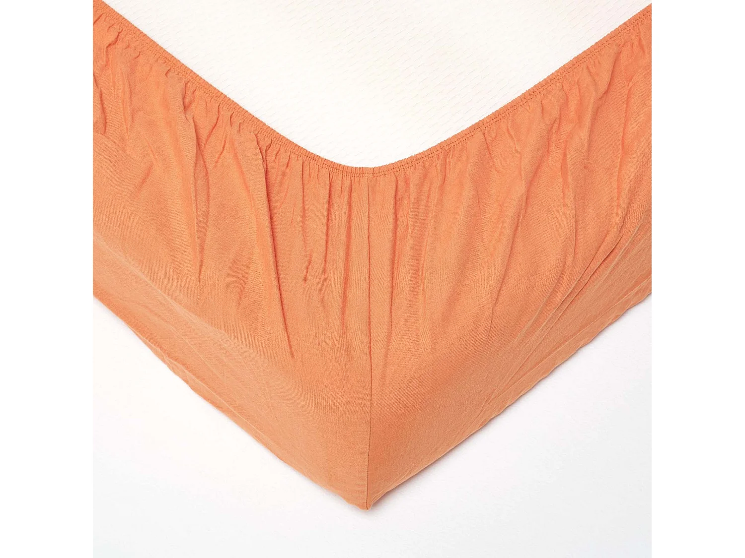 Drap-housse en lin lavé Orange – 90 x 190 cm  - HOMESCAPES