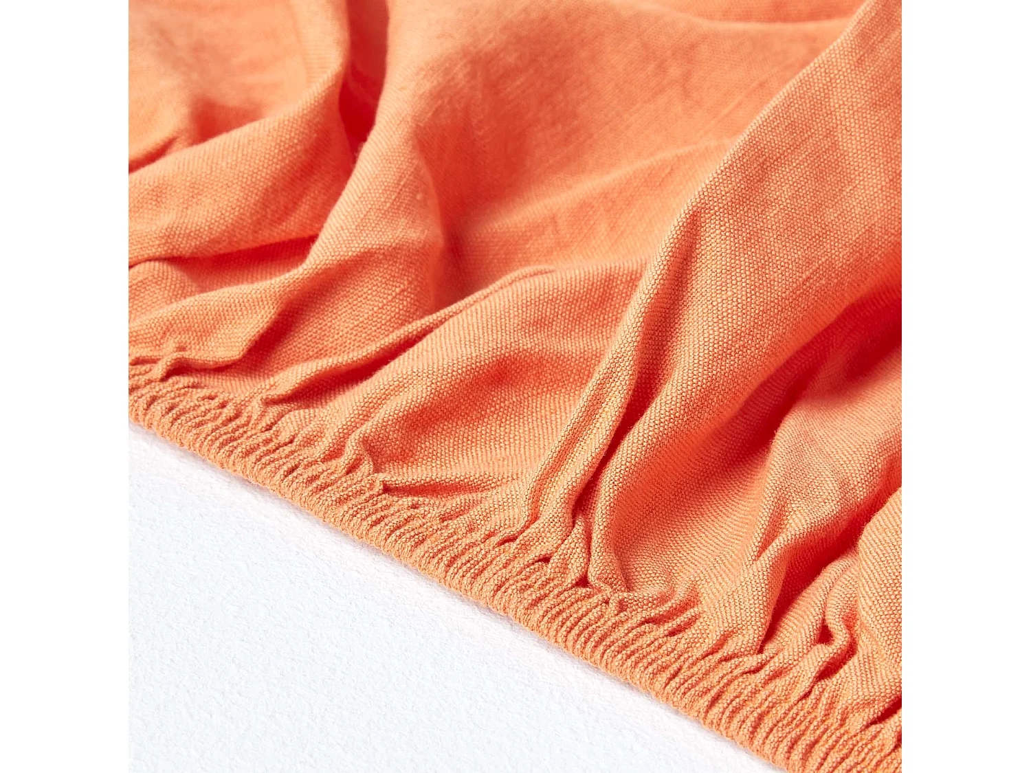 Drap-housse en lin lavé Orange – 90 x 190 cm  - HOMESCAPES