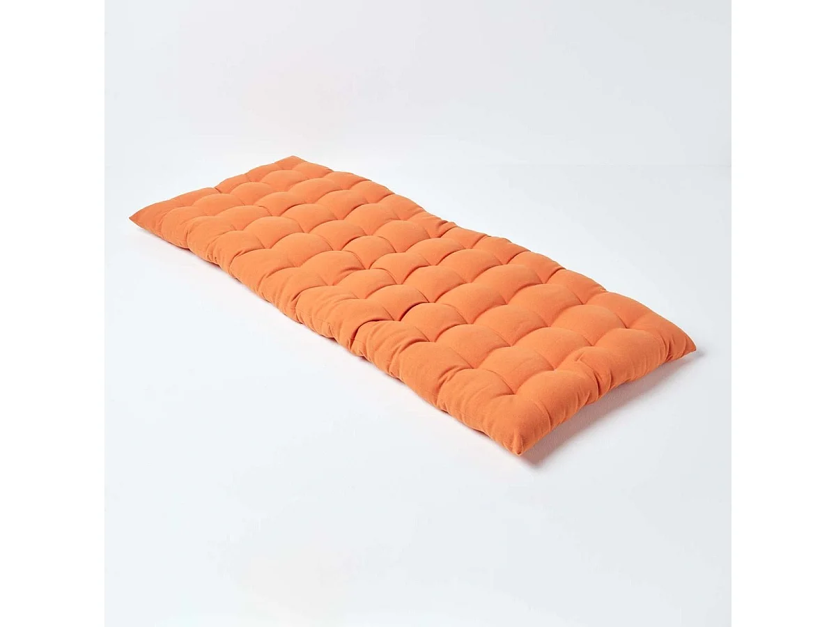 Homescapes Luxury 100% Cotton 2 Seater Bench Cushion, 108 x 42 cm, Burnt Orange, For Garden & Dining, Machine Washable, Padded, OEKO-TEX Certified