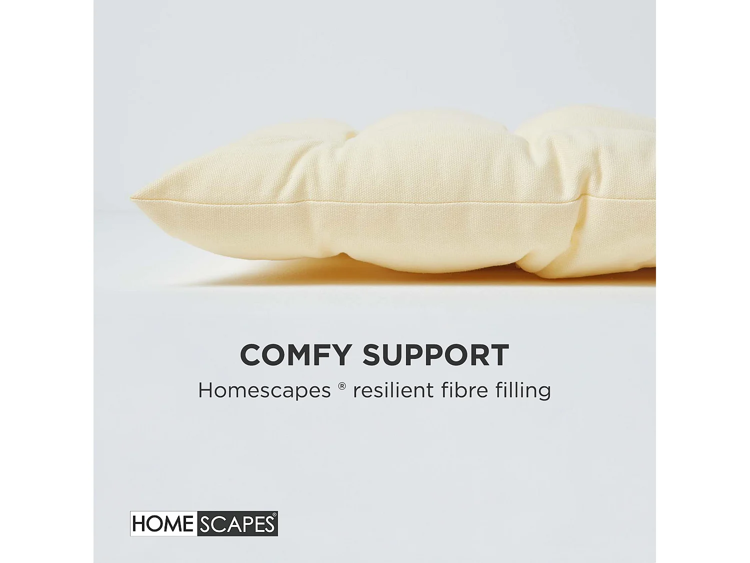 Homescapes Luxury 100% Cotton 3 Seater Bench Cushion,143 x 48 cm, Cream, For Garden & Dining, Machine Washable, Padded, OEKO-TEX Certified