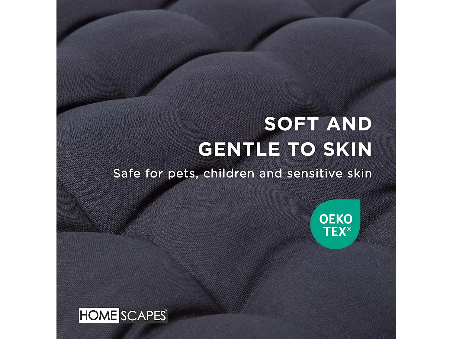 Homescapes Luxury 100% Cotton 3 Seater Bench Cushion,143 x 48 cm, Black, For Garden & Dining, Machine Washable, Padded, OEKO-TEX Certified