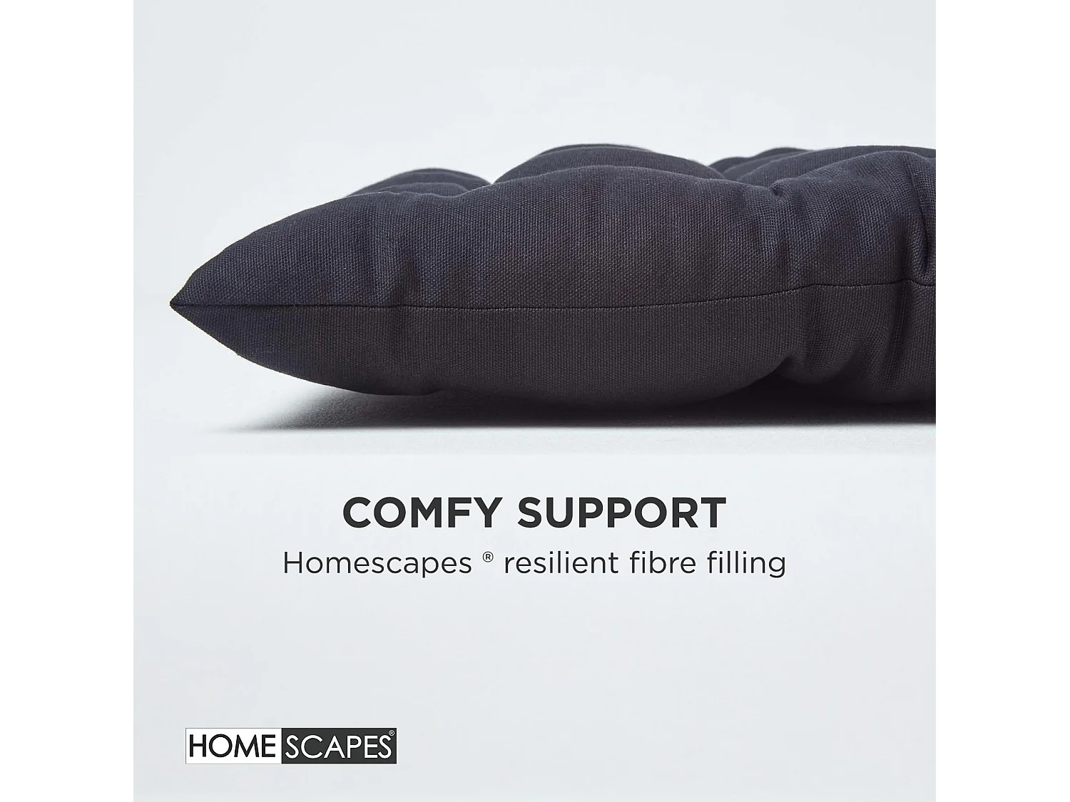 Homescapes Luxury 100% Cotton 3 Seater Bench Cushion,143 x 48 cm, Black, For Garden & Dining, Machine Washable, Padded, OEKO-TEX Certified