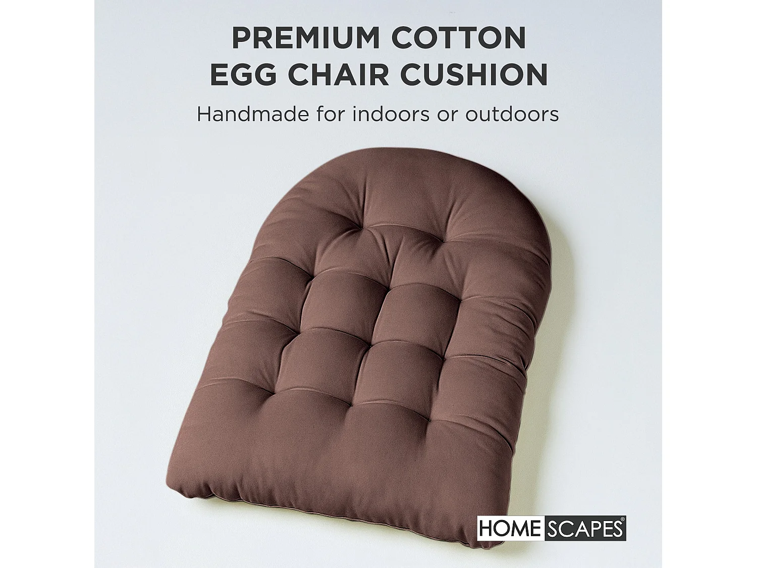 Homescapes 100% Cotton Round Egg Swing Chair Cushion, 80 x 120 cm, Chocolate Brown, Soft Generous Filling, Machine Washable, OEKO-TEX Certified