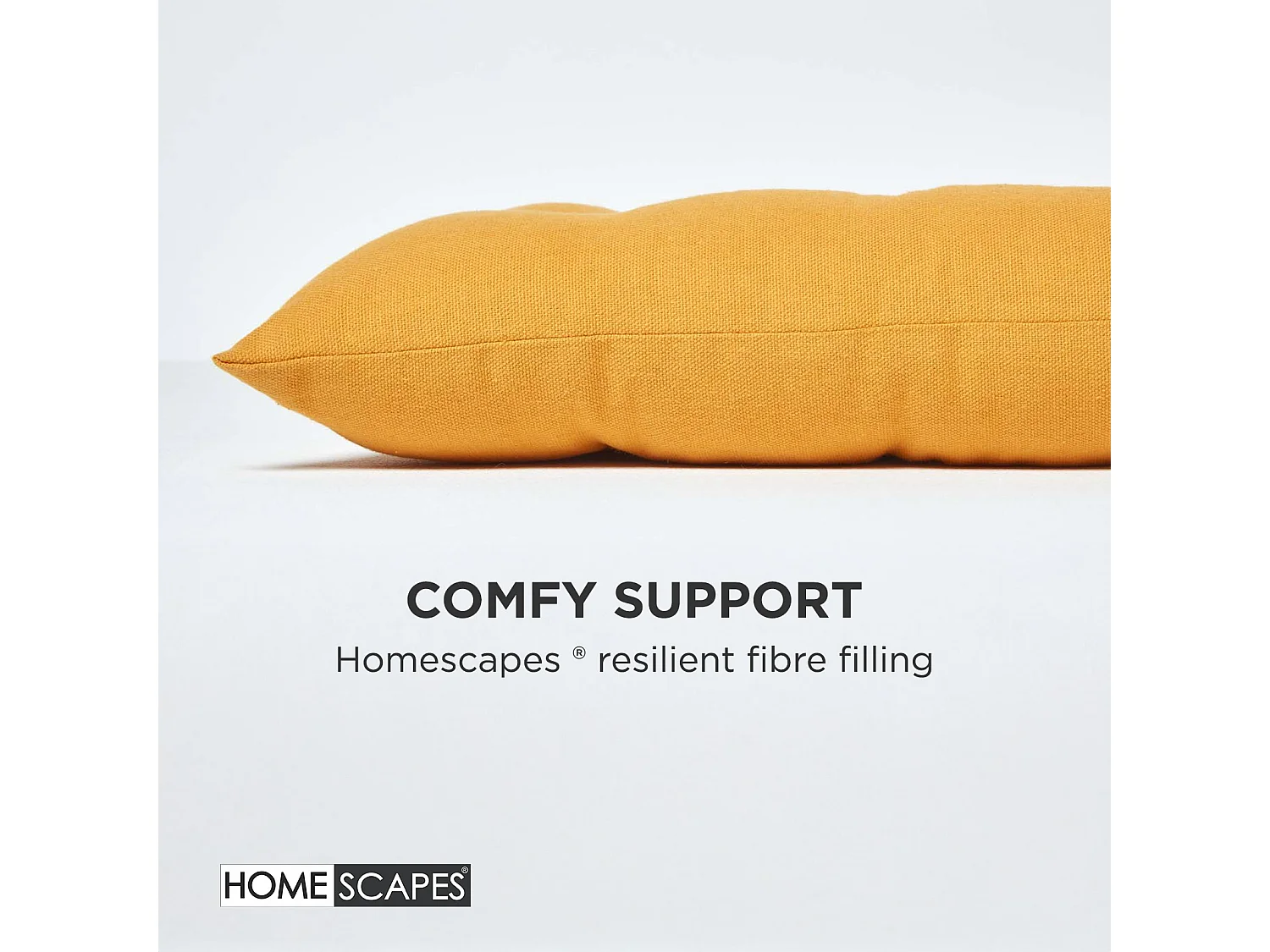 Homescapes Luxury 100% Cotton 3 Seater Bench Cushion,143 x 48 cm, Mustard Yellow, For Garden & Dining, Machine Washable, Padded, OEKO-TEX Certified