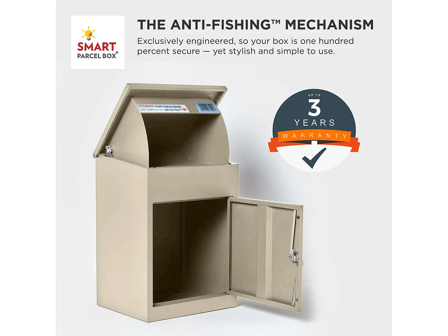 Smart Parcel Box Medium Secure Outdoor Delivery Box Galvanised Steel Front Access Cream