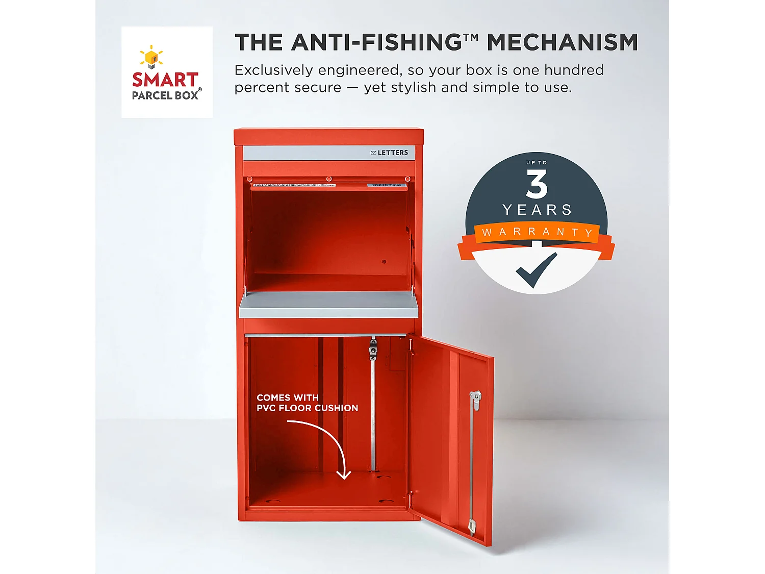 Smart Parcel Box Extra Large Secure Outdoor Delivery Box Galvanised Steel Front and Rear Access Red