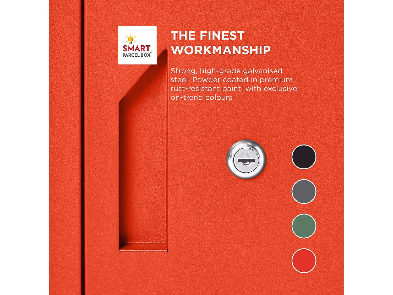 Smart Parcel Box Extra Large Secure Outdoor Delivery Box Galvanised Steel Front and Rear Access Red