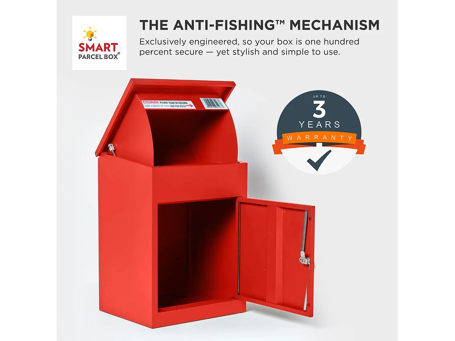 Smart Parcel Box Medium Secure Outdoor Delivery Box Galvanised Steel Front Access Red