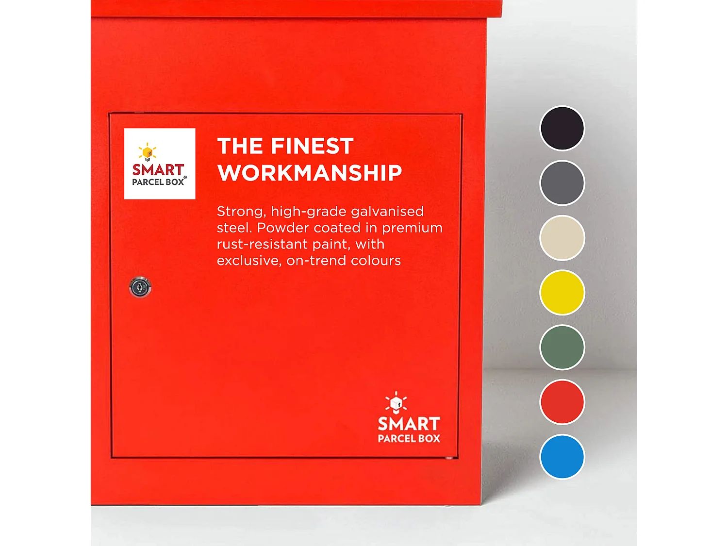 Smart Parcel Box Medium Secure Outdoor Delivery Box Galvanised Steel Front Access Red