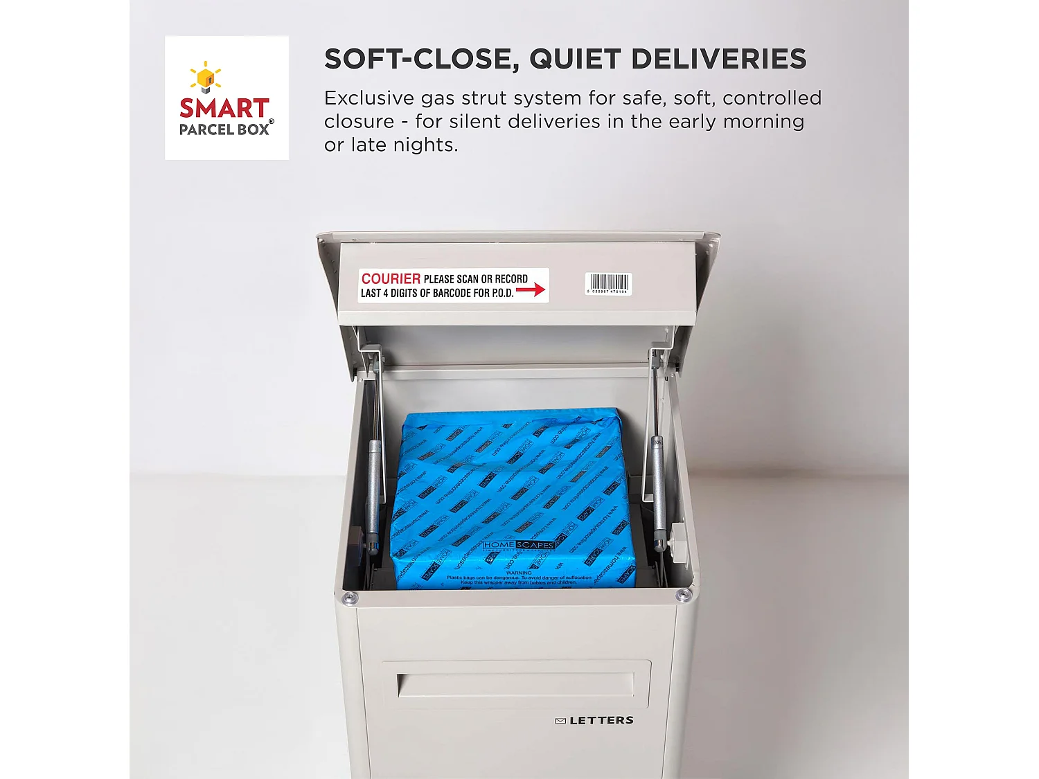 Smart Parcel Box Extra Large Slanted Top Secure Outdoor Delivery Box Galvanised Steel Front Access Stone