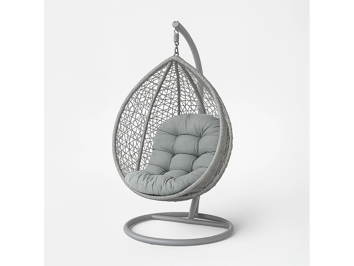 Homescapes 100% Cotton Round Egg Swing Chair Cushion, 80 x 120 cm, Grey, Soft Generous Filling, Machine Washable, OEKO-TEX Certified