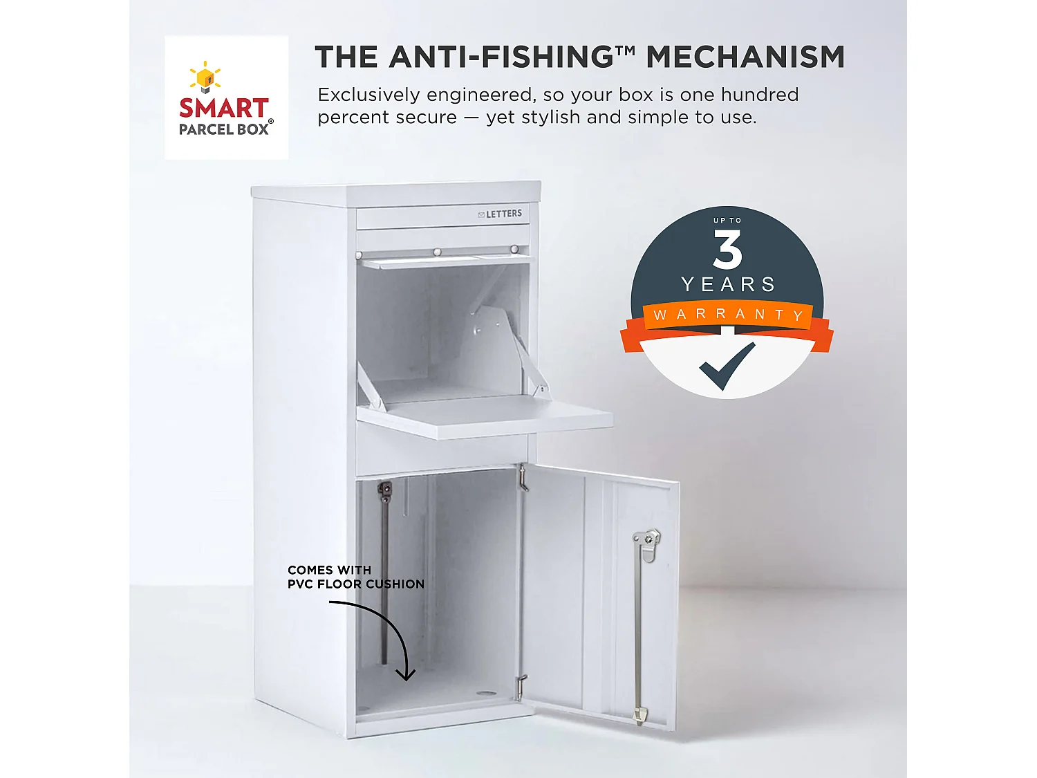 Smart Parcel Box Large Secure Outdoor Delivery Box Galvanised Steel Front and Rear Access White