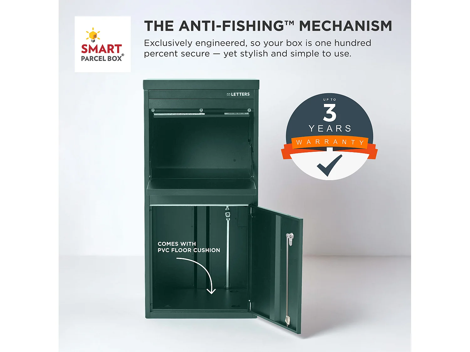 Smart Parcel Box Extra Large Secure Outdoor Delivery Box Galvanised Steel Front and Rear Access Green