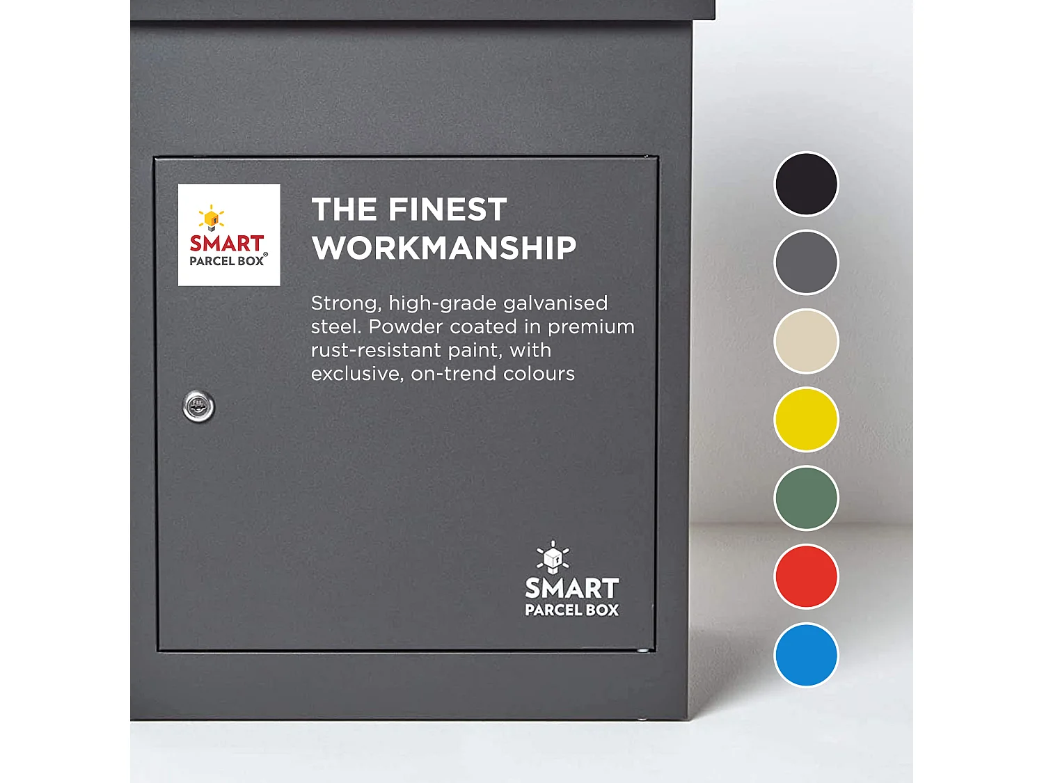 Smart Parcel Box Medium Secure Outdoor Delivery Box Galvanised Steel Front Access Dark Grey