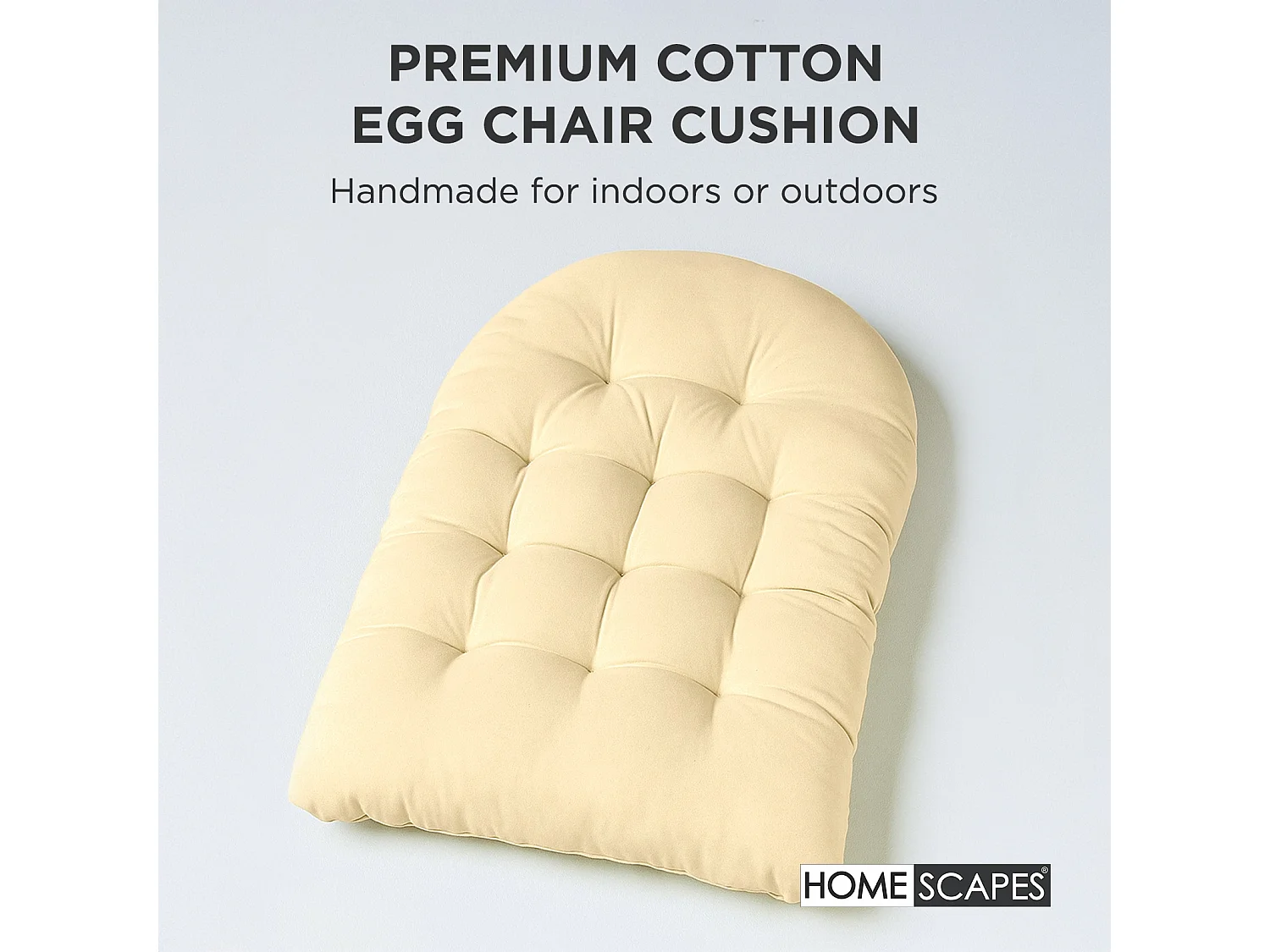 Homescapes 100% Cotton Round Egg Swing Chair Cushion, 80 x 120 cm, Cream, Soft Generous Filling, Machine Washable, OEKO-TEX Certified