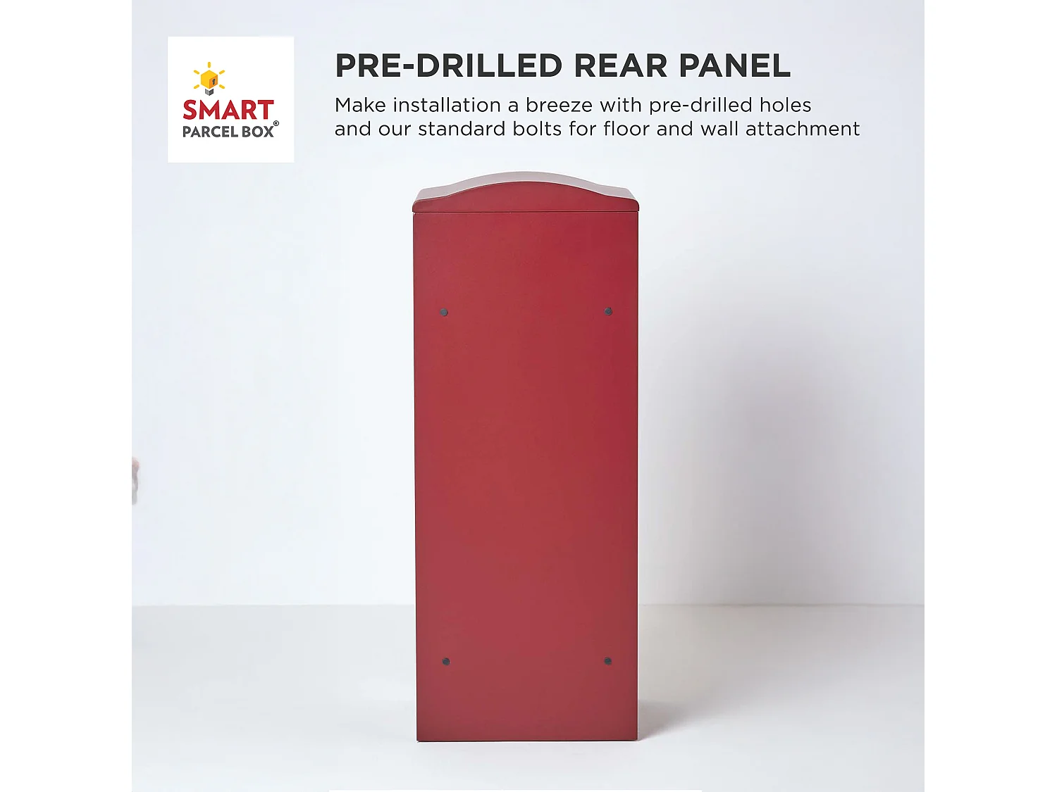 Smart Parcel Box Large Curved Top Secure Outdoor Delivery Box Galvanised Steel Front Access Dark Red
