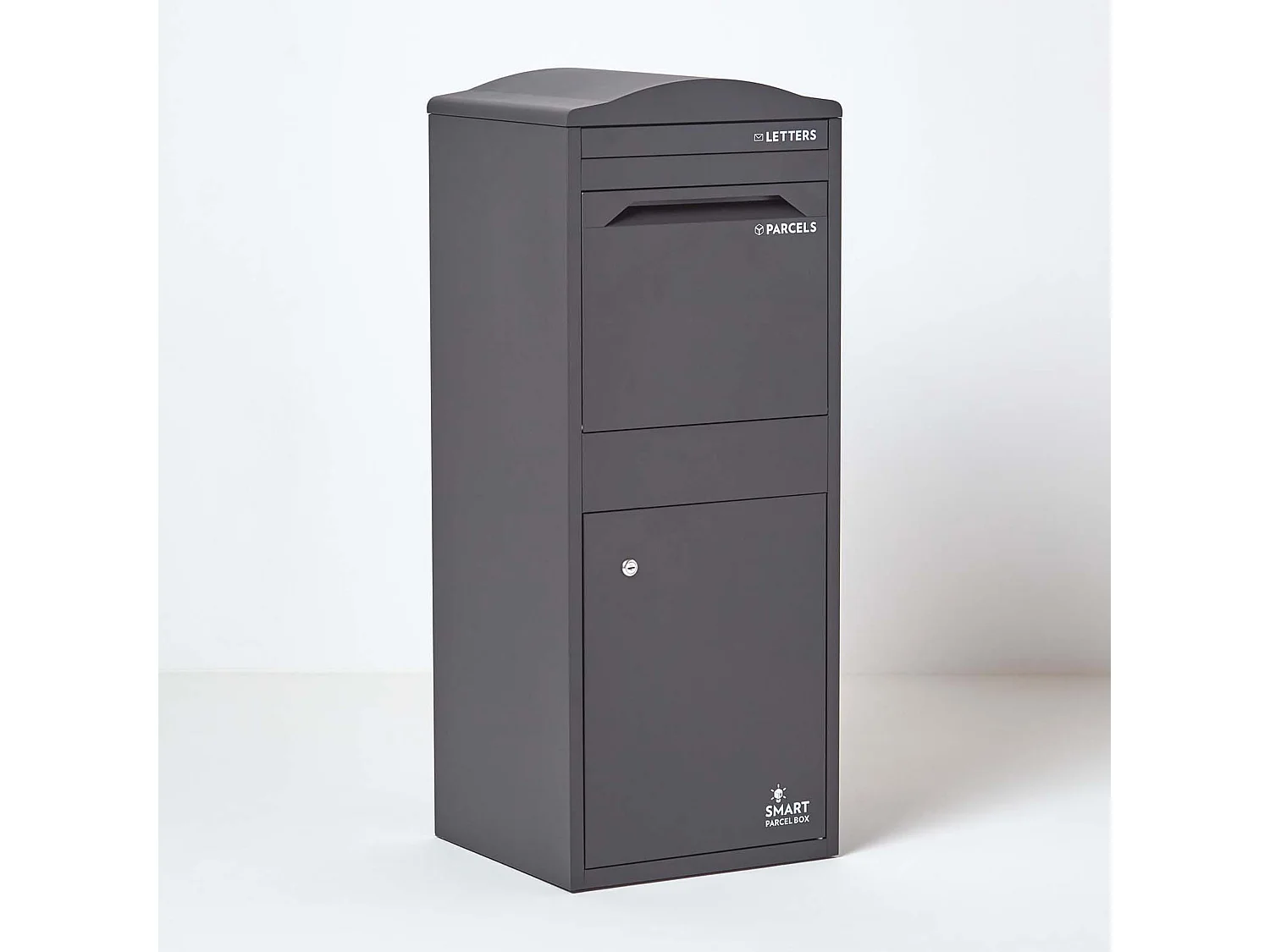 Smart Parcel Box Large Curved Top Secure Outdoor Delivery Box Galvanised Steel Front Access Dark Grey
