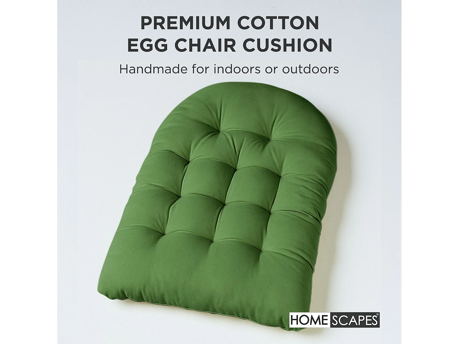 Homescapes 100% Cotton Round Egg Swing Chair Cushion, 80 x 120 cm, Olive Green, Soft Generous Filling, Machine Washable, OEKO-TEX Certified