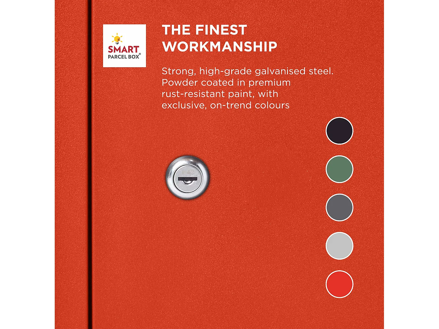 Smart Parcel Box Large Secure Outdoor Delivery Box Galvanised Steel Front and Rear Access Red