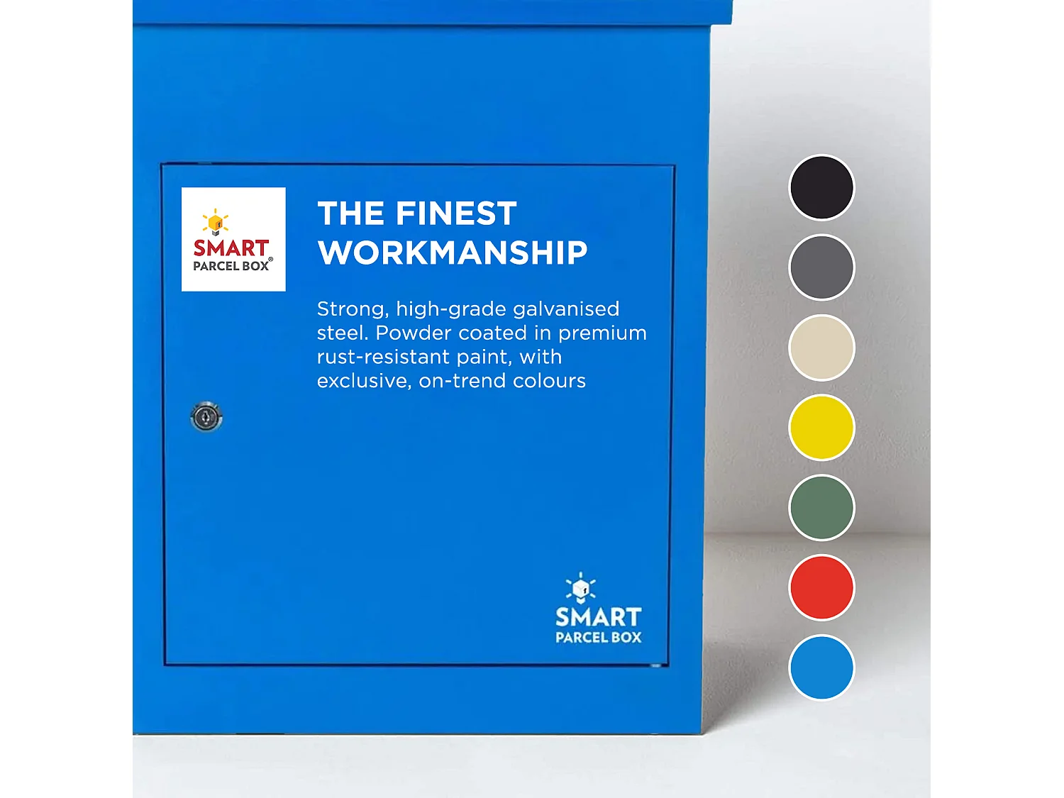 Smart Parcel Box Medium Secure Outdoor Delivery Box Galvanised Steel Front Access Blue