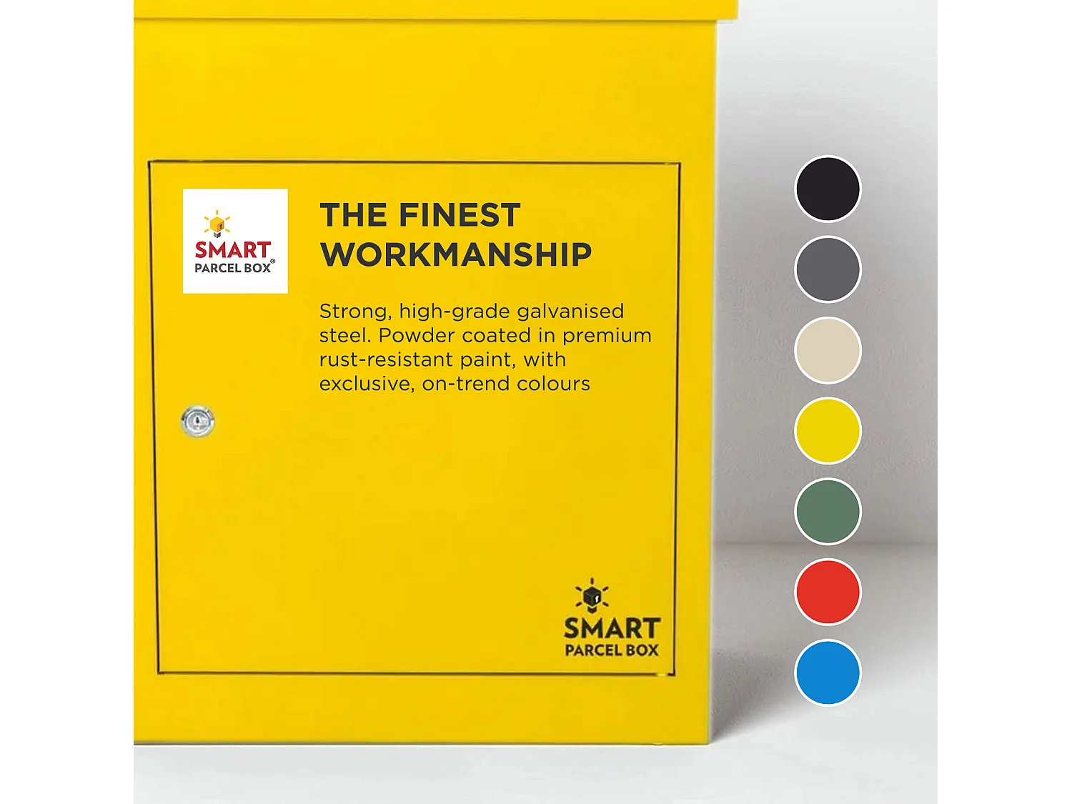 Smart Parcel Box Medium Secure Outdoor Delivery Box Galvanised Steel Front Access Yellow