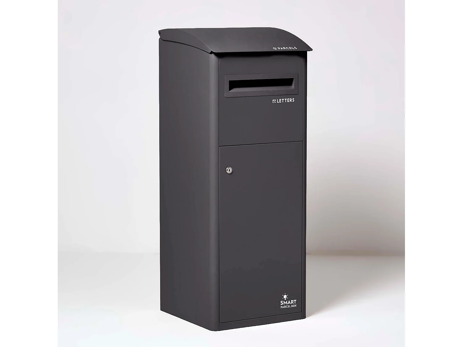 Smart Parcel Box Extra Large Slanted Top Secure Outdoor Delivery Box Galvanised Steel Front Access Black