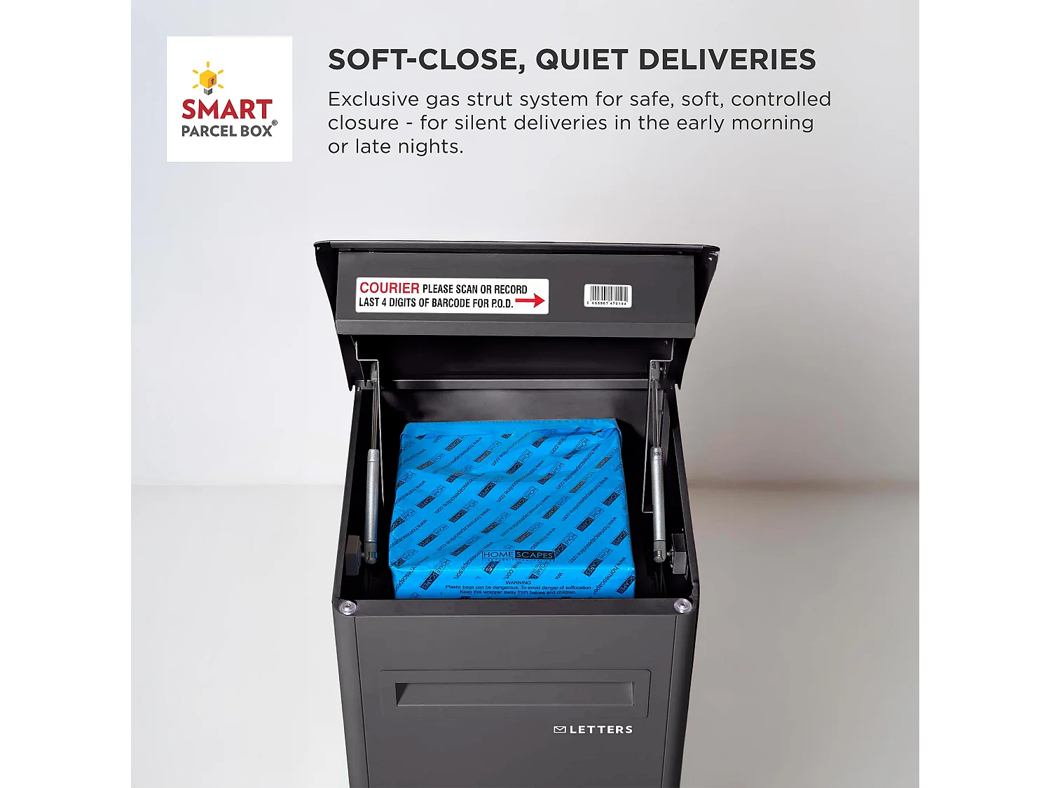Smart Parcel Box Extra Large Slanted Top Secure Outdoor Delivery Box Galvanised Steel Front Access Black