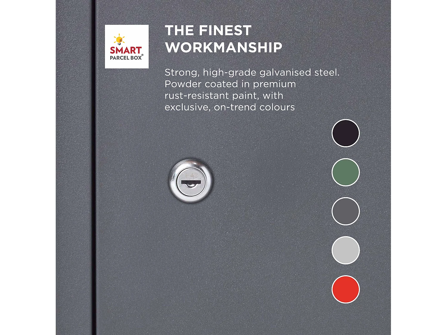Smart Parcel Box Large Secure Outdoor Delivery Box Galvanised Steel Front and Rear Access Dark Grey