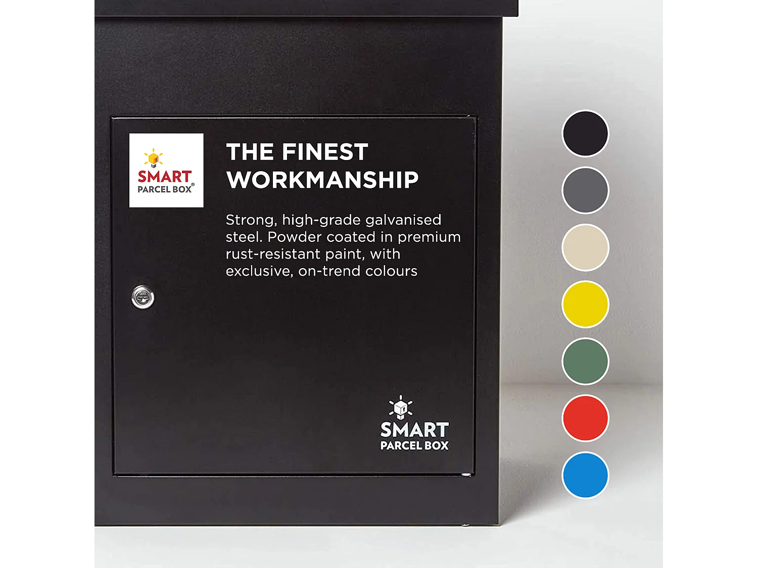 Smart Parcel Box Medium Secure Outdoor Delivery Box Galvanised Steel Front Access Black